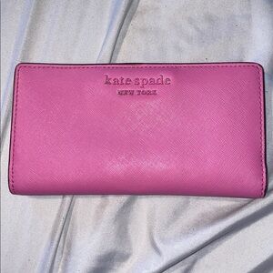 kate spade bright pink Saffiano continental wallet